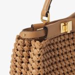 FENDI Peekaboo Mini Cappuccino-colored woven leather bag - Image 2